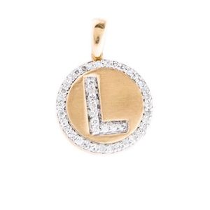 14K diamond pendant L initial